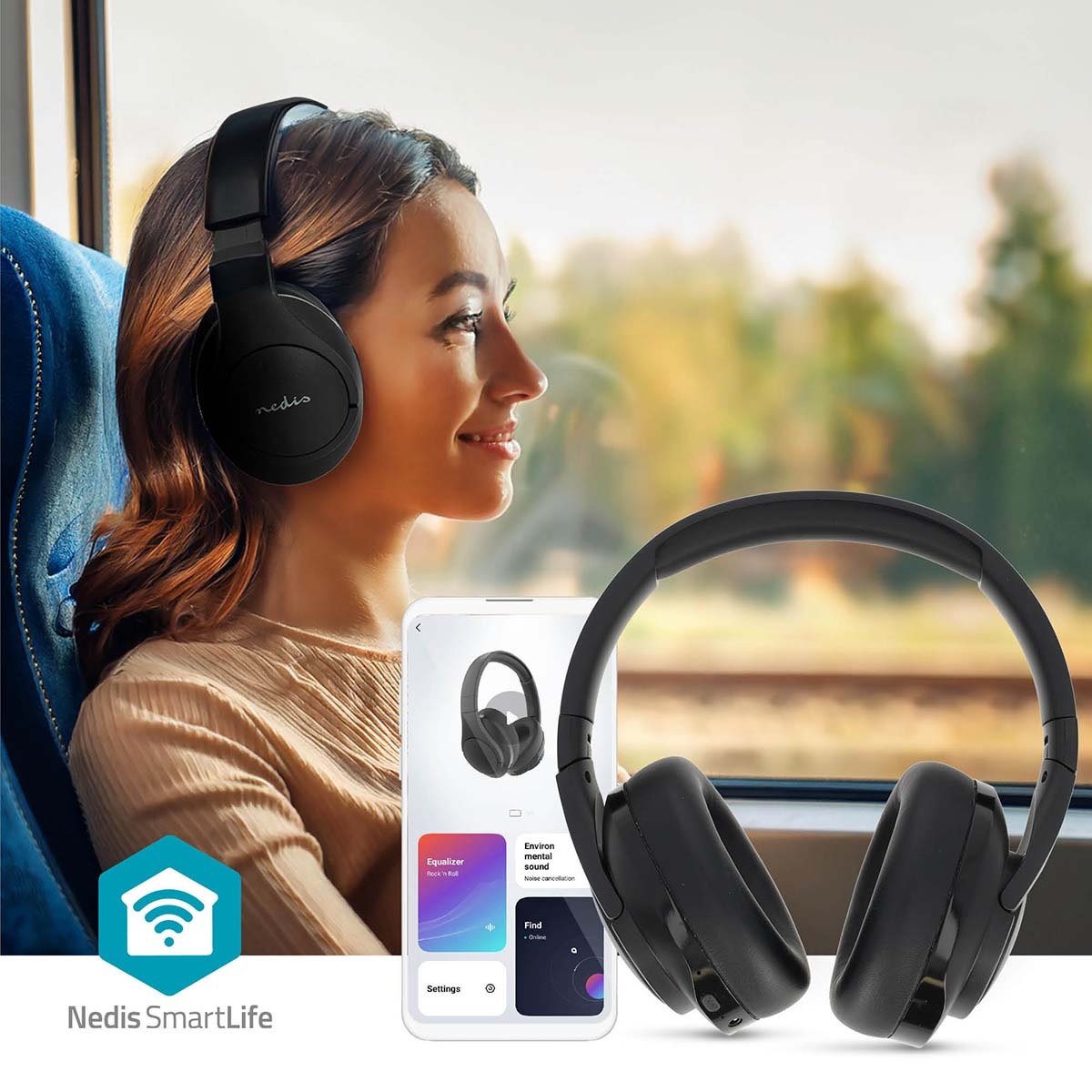 Nedis SmartLife Bluetooth over-ear hoofdtelefoon met microfoon | ANC/ENC | zwart - Afbeelding 8