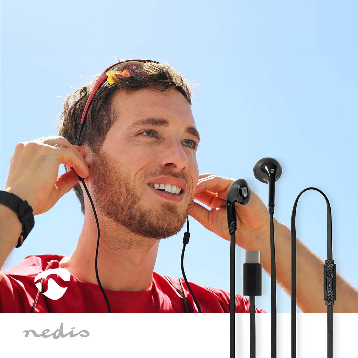 Nedis stereo in-ear earphones met microfoon | USB-C | zwart | 1,2 meter - Afbeelding 2