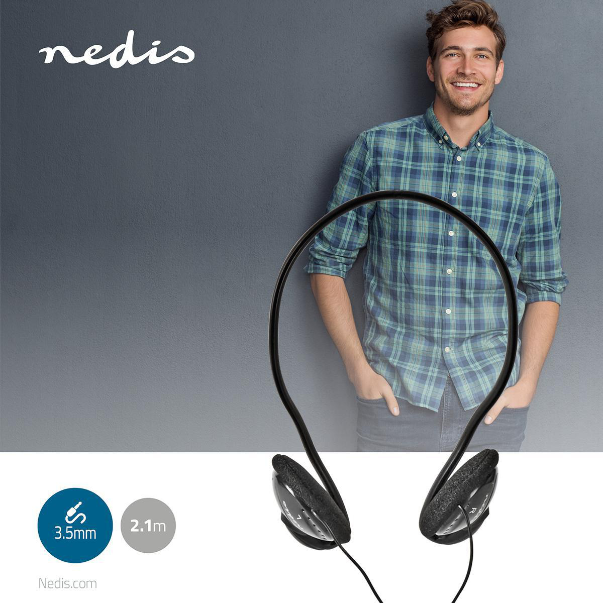 Nedis on-ear hoofdtelefoon met nekband | 2,1 meter - Afbeelding 6