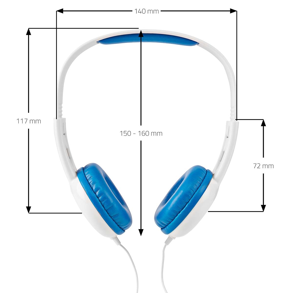 Nedis on-ear kinderhoofdtelefoon | blauw/wit | 1,2 meter - Afbeelding 7