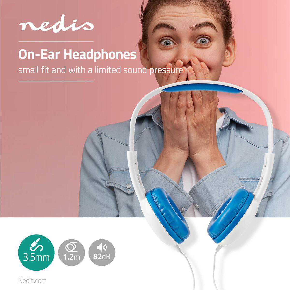 Nedis on-ear kinderhoofdtelefoon | blauw/wit | 1,2 meter - Afbeelding 8
