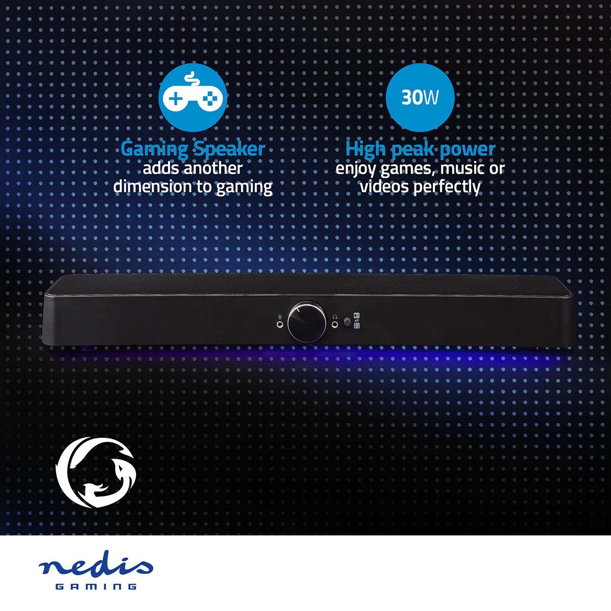 Nedis Gaming Soundbar met LED | 3,5mm/Bluetooth | 30W - Afbeelding 5