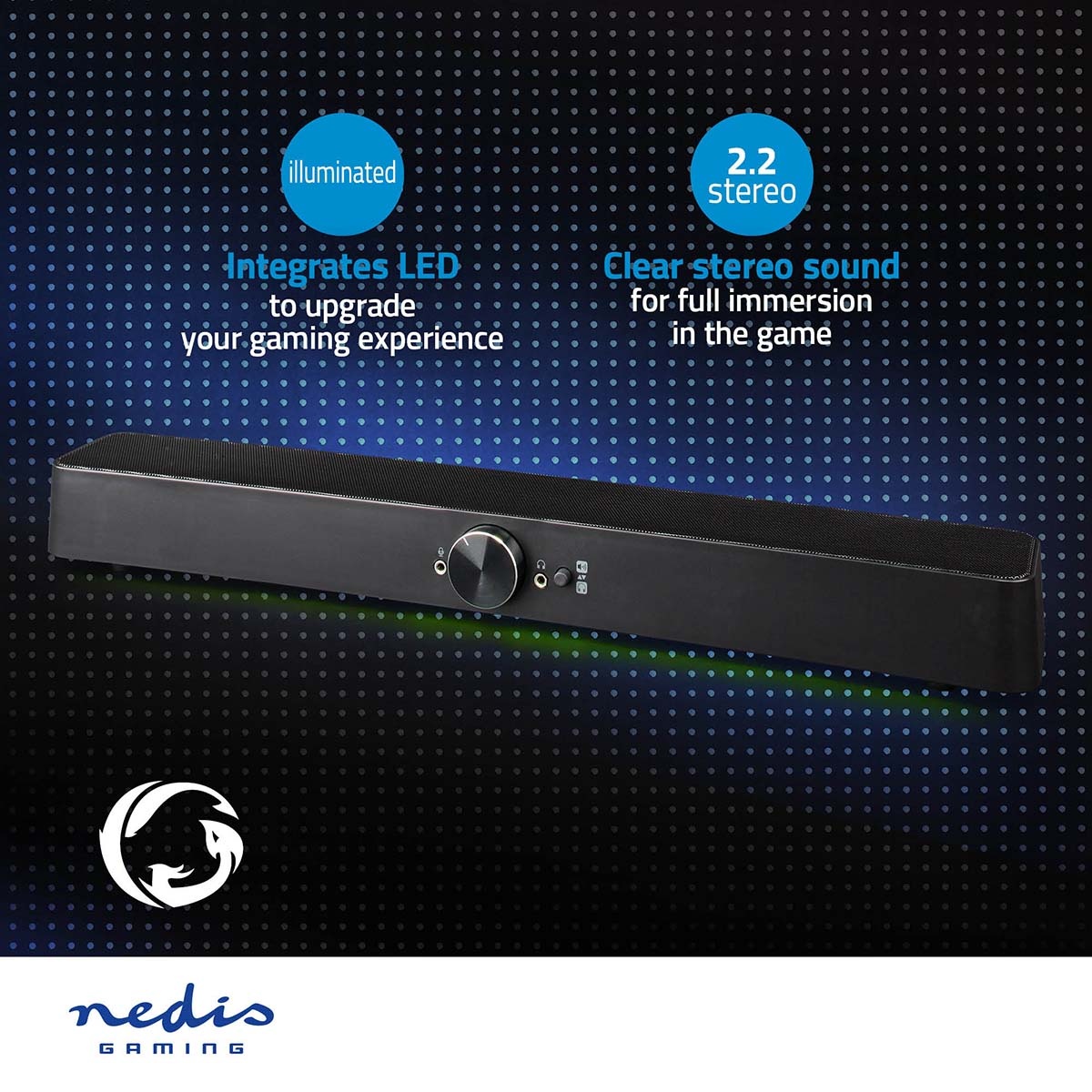 Nedis Gaming Soundbar met LED | 3,5mm/Bluetooth | 30W - Afbeelding 6