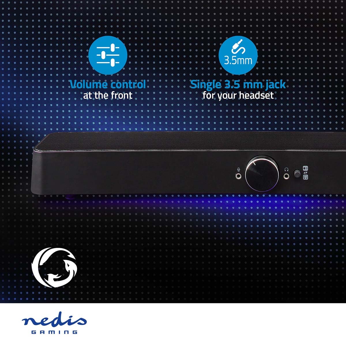Nedis Gaming Soundbar met LED | 3,5mm/Bluetooth | 30W - Afbeelding 7