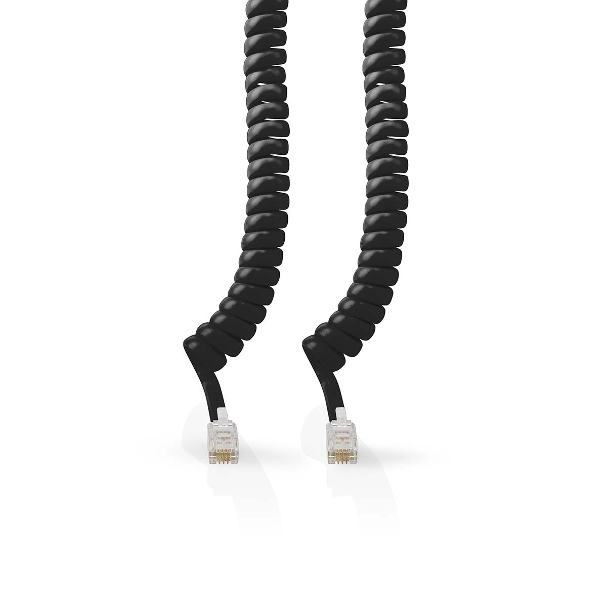 Nedis RJ10 telecom crossover spiraalkabel | zwart | 2 meter - Afbeelding 2
