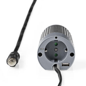 Omvormer Gemodificeerde Sinusgolf | Ingangsvoltage: 12 V DC | Apparaat stroomoutput: Type F (CEE 7/3) / USB-A | 230 V AC 50 Hz | 100 W | Piekvermogen: 200 W | Sigarettenaansteker | Zilver