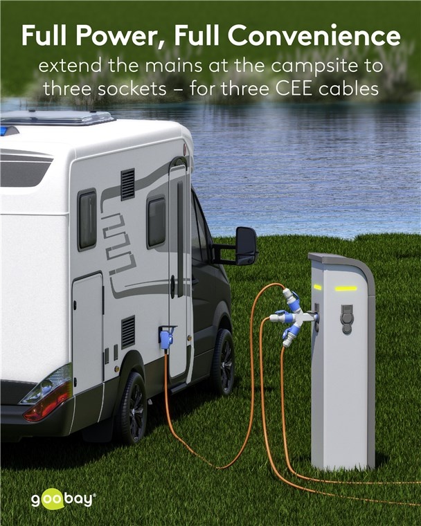Camping stroomverdeler | 3-voudig | CEE 3-pins 230V/16A | IP44 - Afbeelding 3