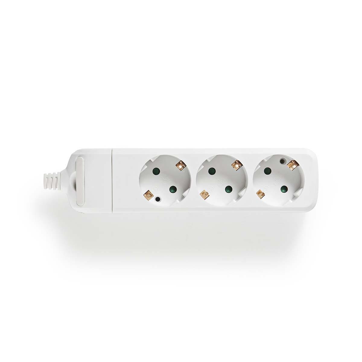 Stekkerdoos | Randaarde stekker / Type F (CEE 7/7) | 3-wegs | 3680 W | 16 A | Soort aarding: Zijcontacten | 230 V AC 50/60 Hz | Hoek van stopcontact: 45 ° | Geen Kabel Inbegrepen | Wit