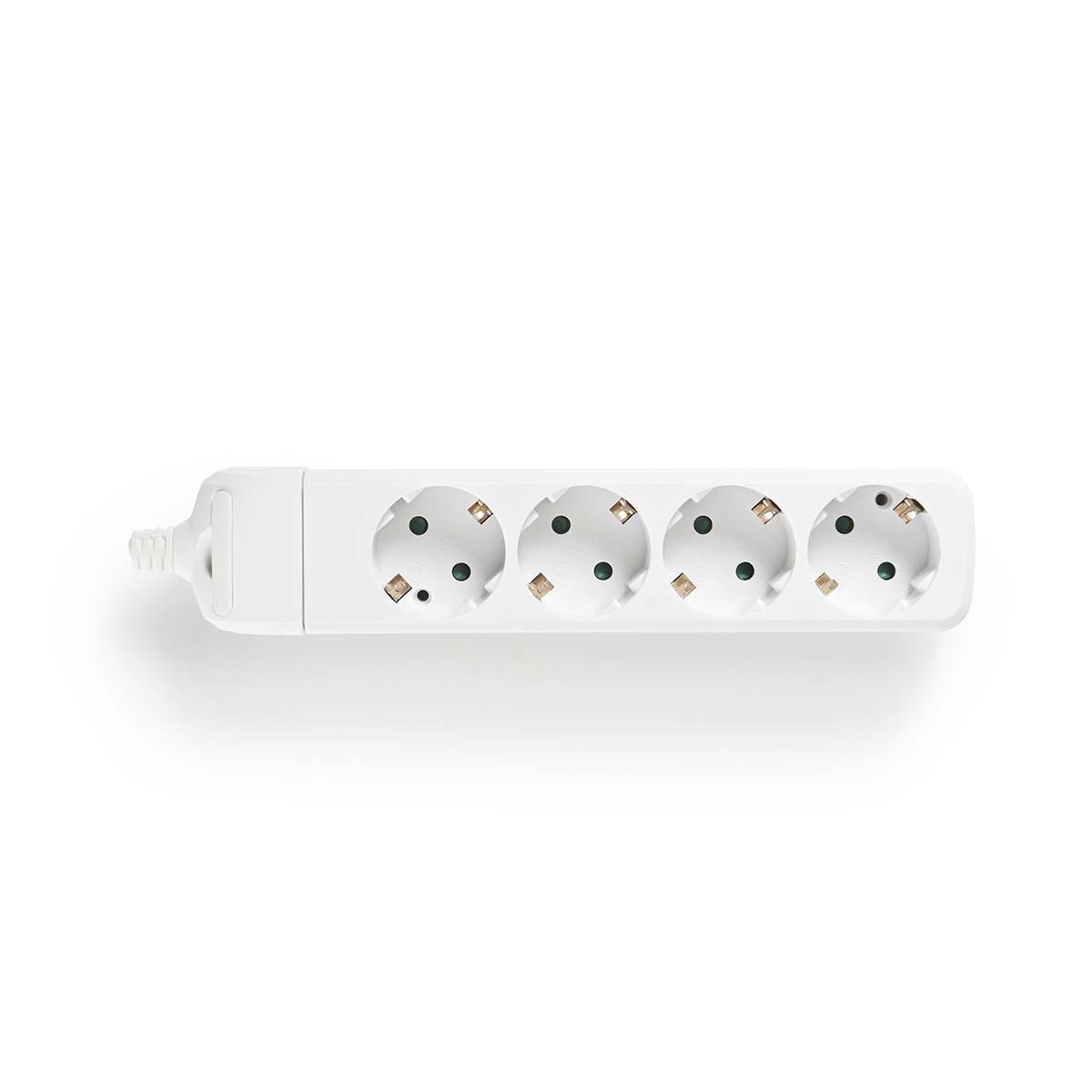 Stekkerdoos | Randaarde stekker / Type F (CEE 7/7) | 4-wegs | 3680 W | 16 A | Soort aarding: Zijcontacten | 230 V AC 50/60 Hz | Hoek van stopcontact: 45 ° | Geen Kabel Inbegrepen | Wit