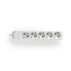 Stekkerdoos | Randaarde stekker / Type F (CEE 7/7) | 5-wegs | 3680 W | 16 A | Soort aarding: Zijcontacten | 230 V AC 50/60 Hz | Hoek van stopcontact: 45 ° | Geen Kabel Inbegrepen | Wit