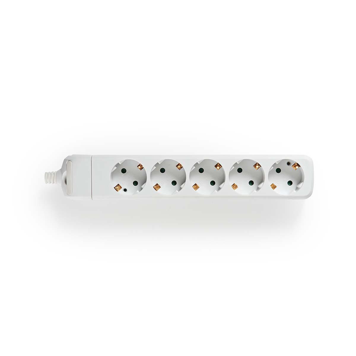 Stekkerdoos | Randaarde stekker / Type F (CEE 7/7) | 5-wegs | 3680 W | 16 A | Soort aarding: Zijcontacten | 230 V AC 50/60 Hz | Hoek van stopcontact: 45 ° | Geen Kabel Inbegrepen | Wit