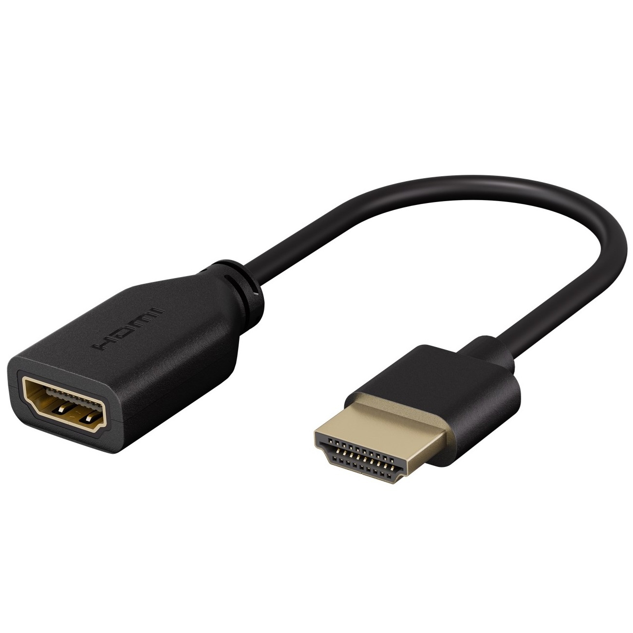 HDMI flexibele adapter | HDMI2.0 (4K 60Hz + HDR) | koper | zwart | 0,10 meter - Afbeelding 2