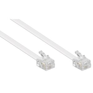 Telecomkabel | RJ11 Male | RJ11 Male | 2.00 m | Kabel design: Plat | Goud Verguld | Kabeltype: RJ11 | Wit | Label