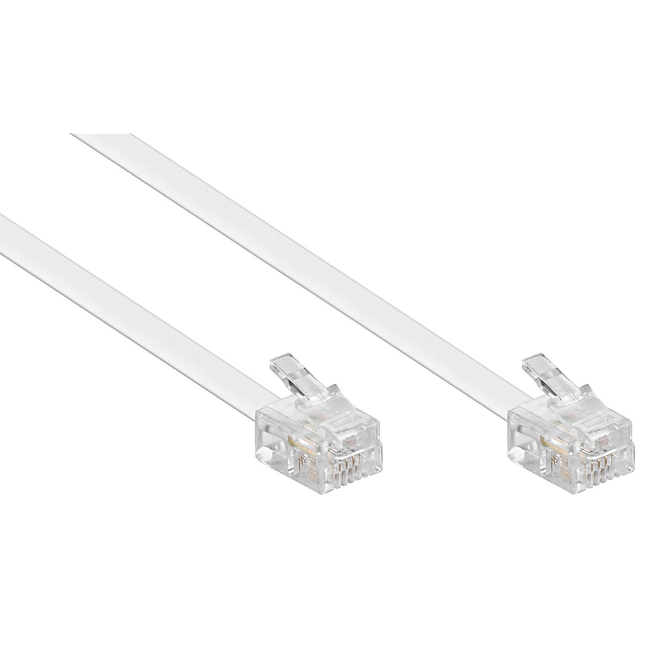 Telecomkabel | RJ11 Male | RJ11 Male | 2.00 m | Kabel design: Plat | Goud Verguld | Kabeltype: RJ11 | Wit | Label