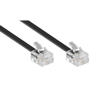 Telecomkabel | RJ11 Male | RJ11 Male | 2.00 m | Kabel design: Plat | Goud Verguld | Kabeltype: RJ11 | Zwart | Label