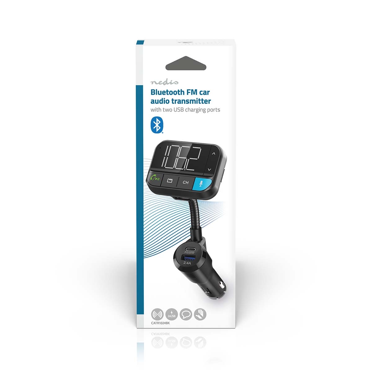 Nedis FM-transmitter | Bluetooth, Micro SD en USB | carkit | USB-A en USB-C PD laden - Afbeelding 4