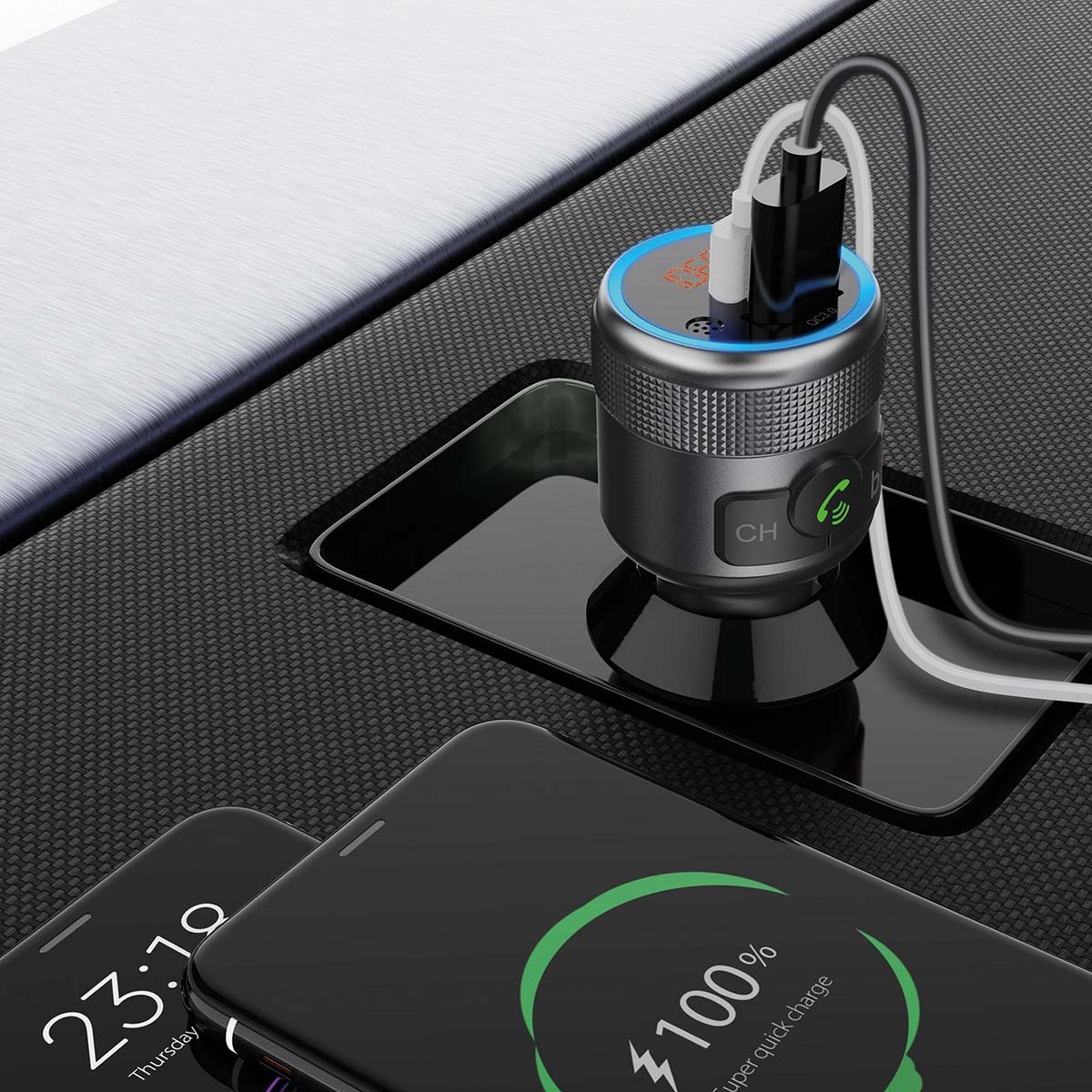 Nedis FM-transmitter | Bluetooth | carkit | USB-A QC en USB-C PD laden - Afbeelding 5