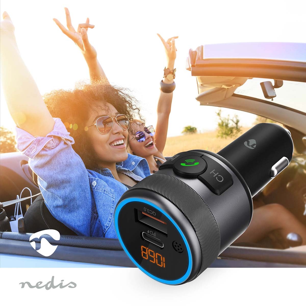Nedis FM-transmitter | Bluetooth | carkit | USB-A QC en USB-C PD laden - Afbeelding 7
