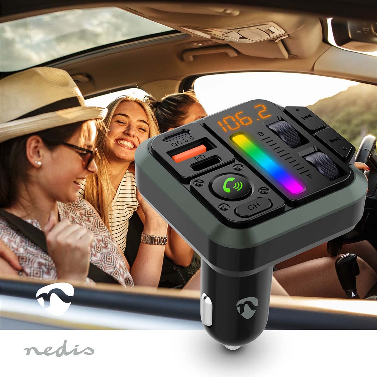 Nedis FM-transmitter | Bluetooth | carkit | USB-A QC en USB-C PD laden - Afbeelding 6