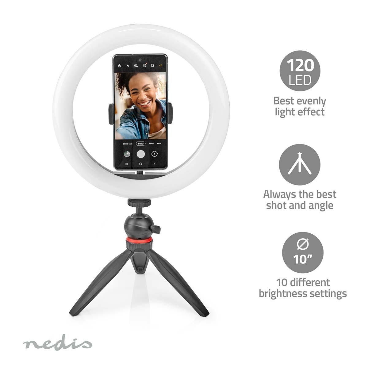 Nedis smartphone tafelstandaard met ringlicht | compact - Afbeelding 5