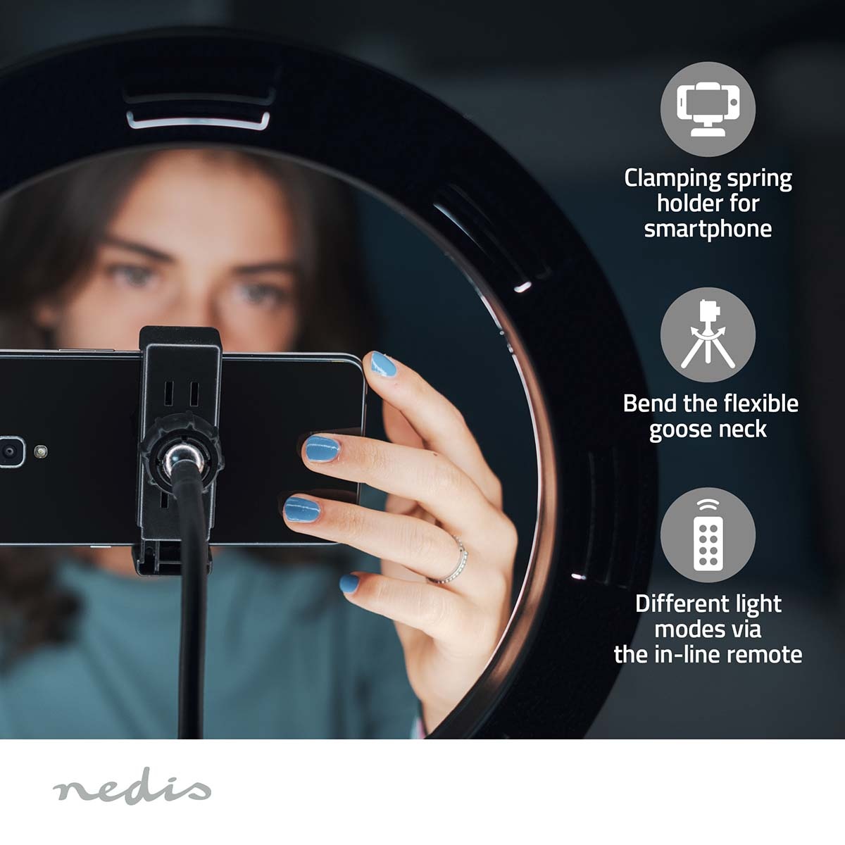 Nedis smartphone tafelstandaard met ringlicht | compact - Afbeelding 9