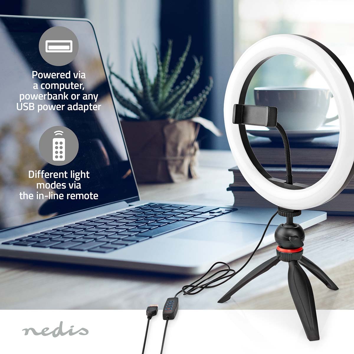 Nedis smartphone tafelstandaard met ringlicht | compact - Afbeelding 10
