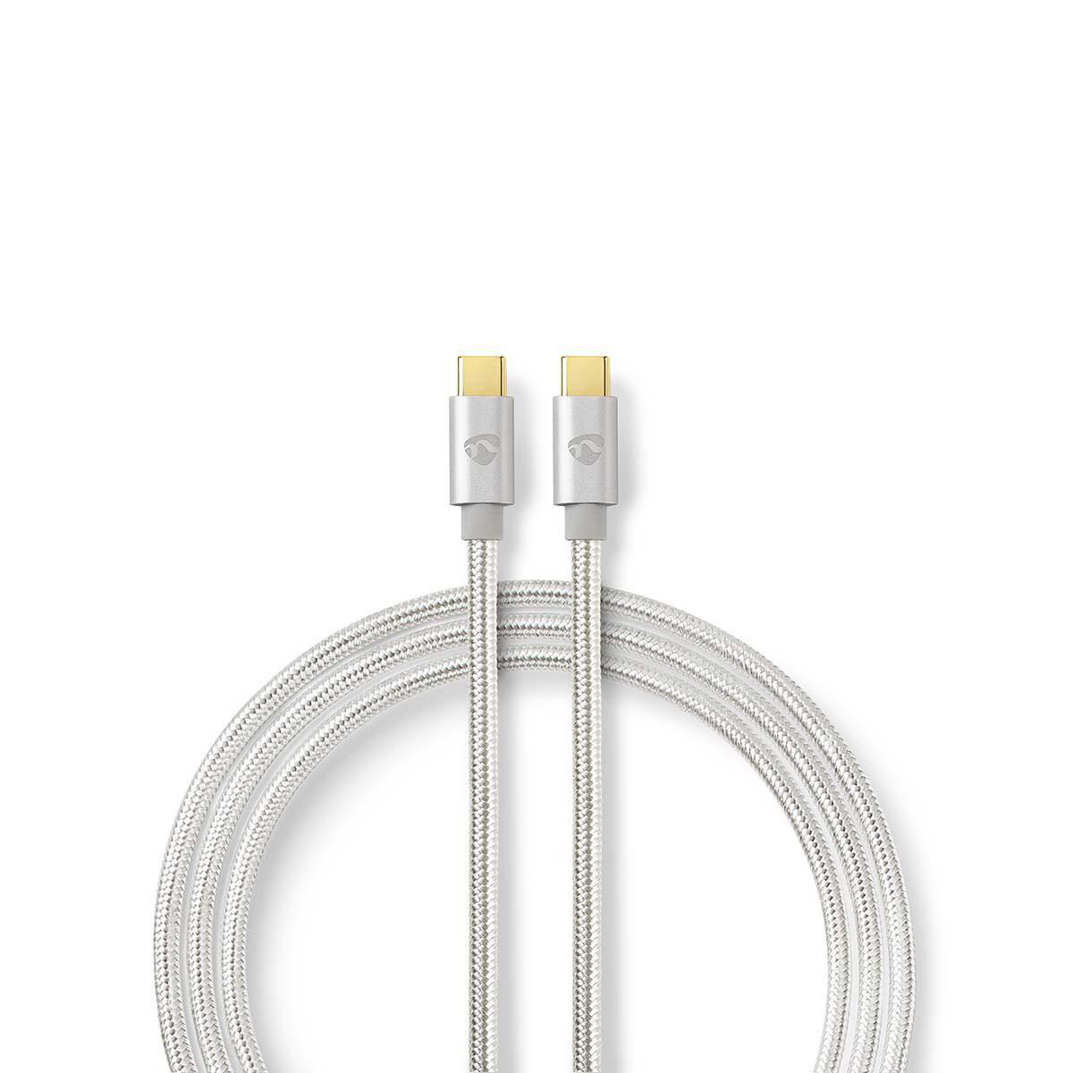 Nedis Premium USB-C naar USB-C kabel met E-Marker chip - USB3.2 (tot 10 Gbit/s) - PD tot 20V/5A - video tot 4K 60Hz / aluminium - 1 meter