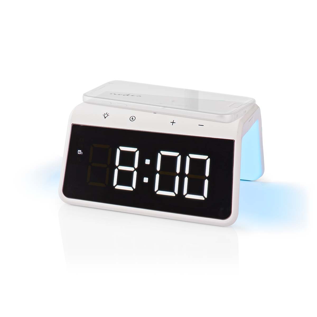 Nedis wekker met nachtlamp en draadloze Qi lader | 15W | wit - Afbeelding 2