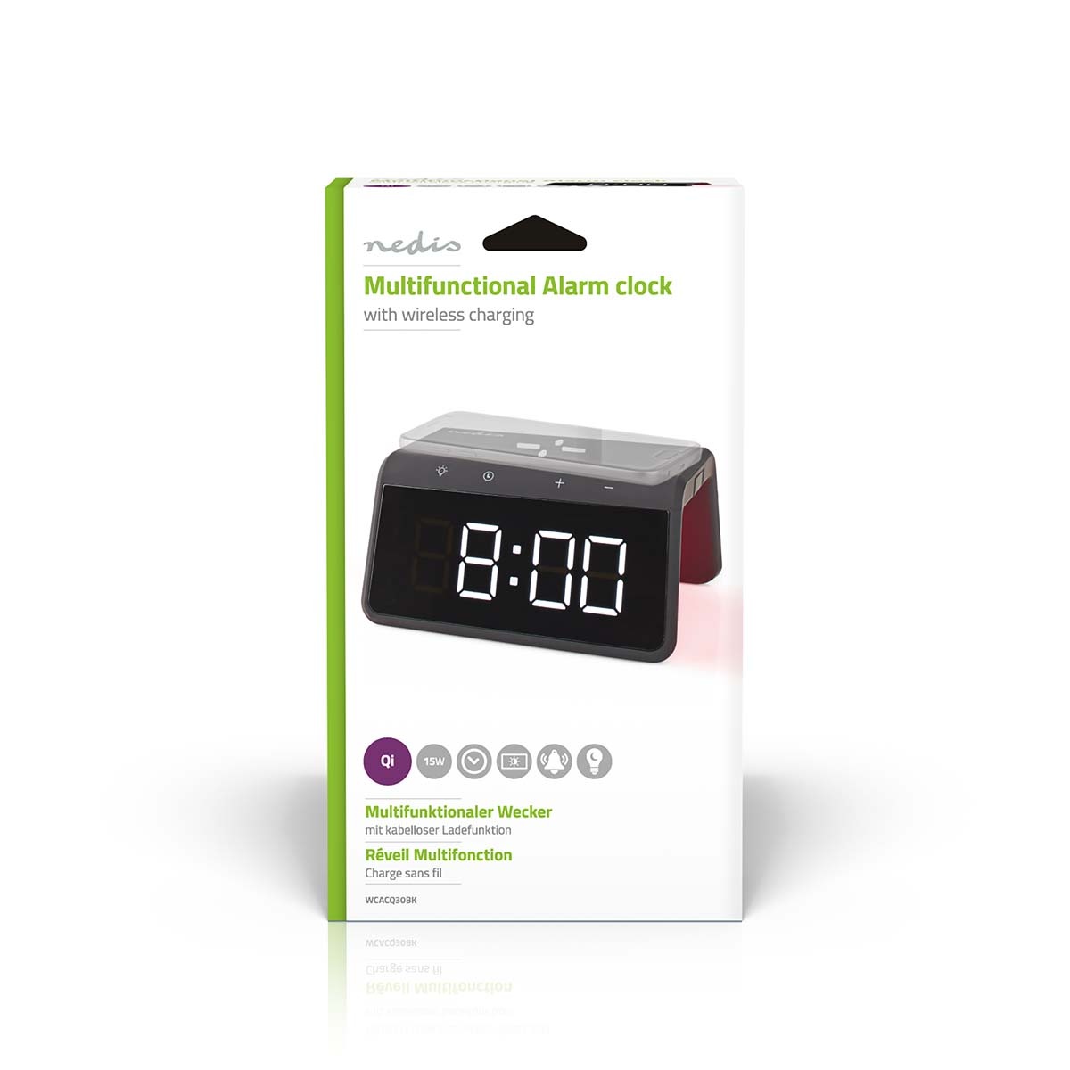 Nedis wekker met nachtlamp en draadloze Qi lader | 15W | zwart - Afbeelding 7