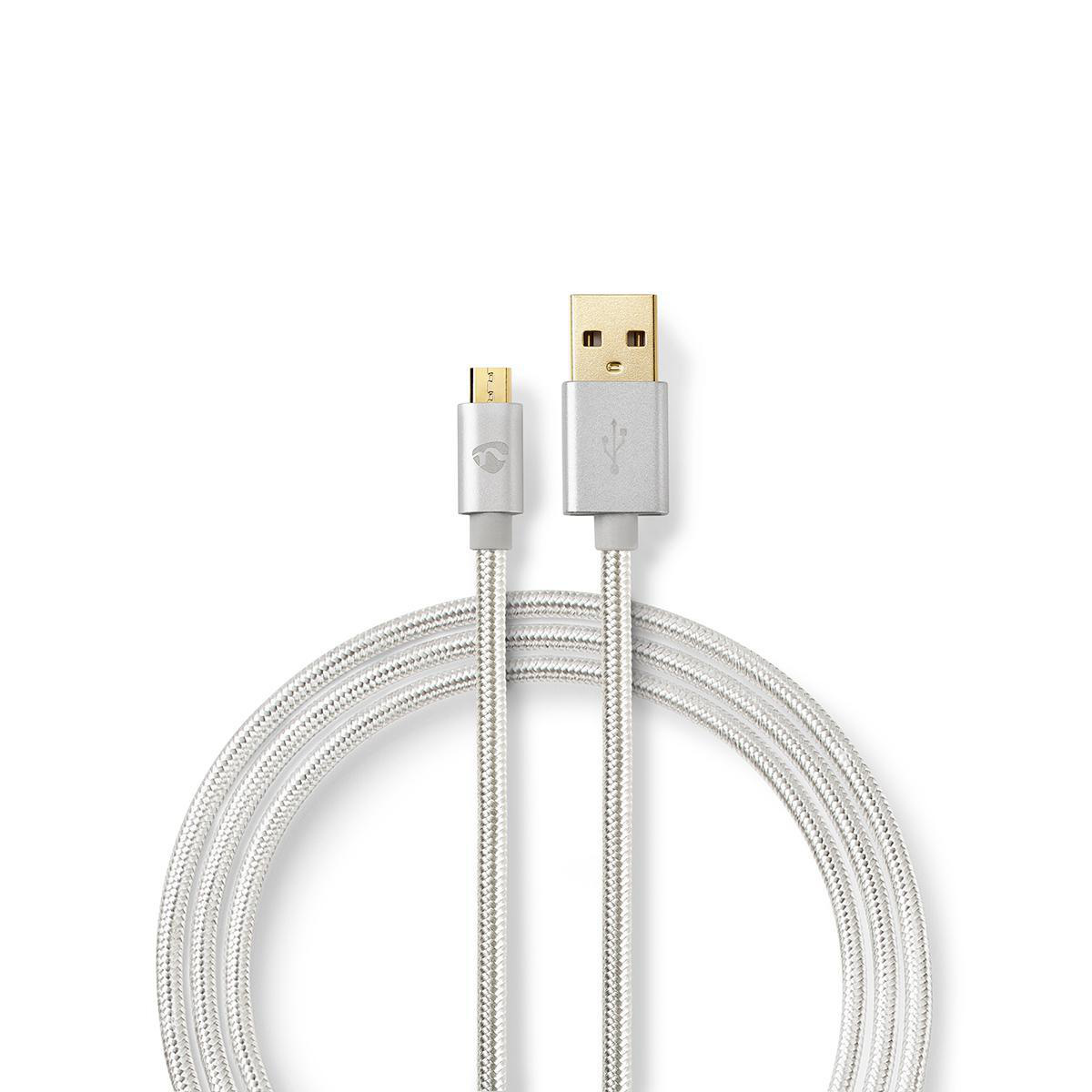 Nedis Premium USB Micro B naar USB-A kabel - USB2.0 - tot 2A / aluminium - 3 meter