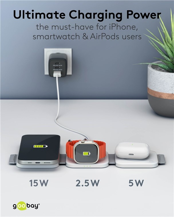 Goobay 3-in-1 draadloze Qi lader | 15W + 5W + 2,5W - Afbeelding 8