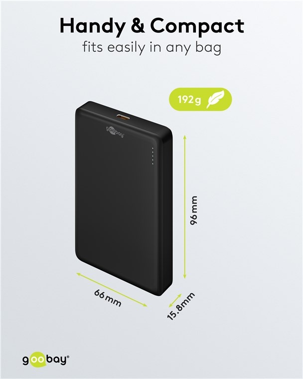 Goobay powerbank | draadloos laden + USB-C PD 20W | Qi + MagSafe | 10.000 mAh - Afbeelding 4