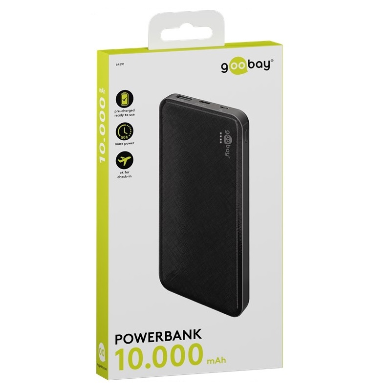 Goobay slimline powerbank | USB-A/USB-C | 10.000 mAh | zwart - Afbeelding 10