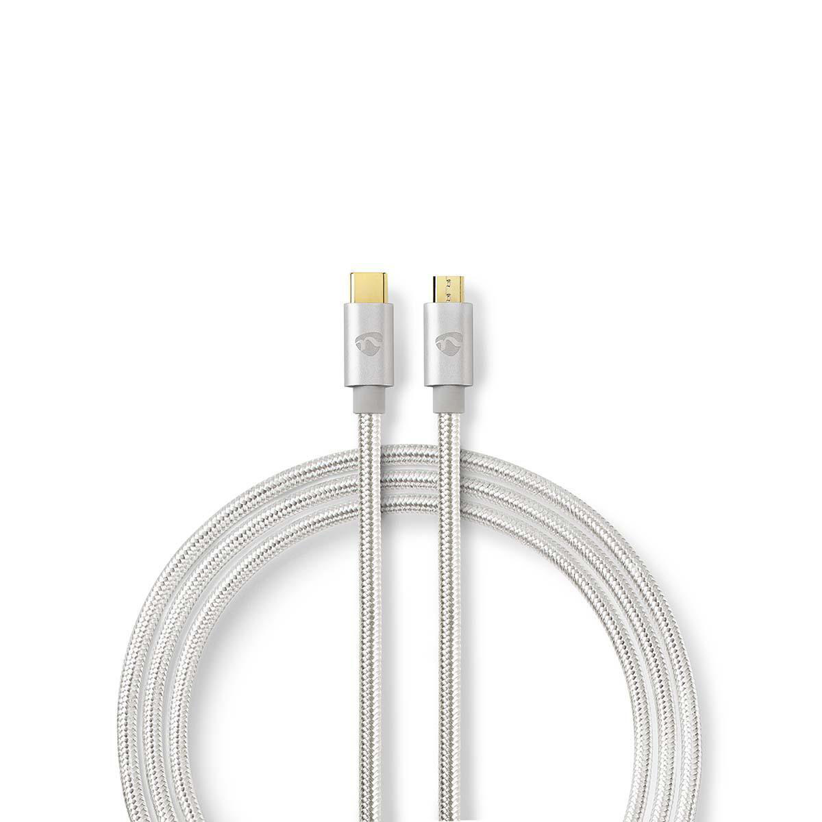Nedis Premium USB Micro B naar USB-C kabel - USB2.0 - tot 2A / aluminium - 3 meter