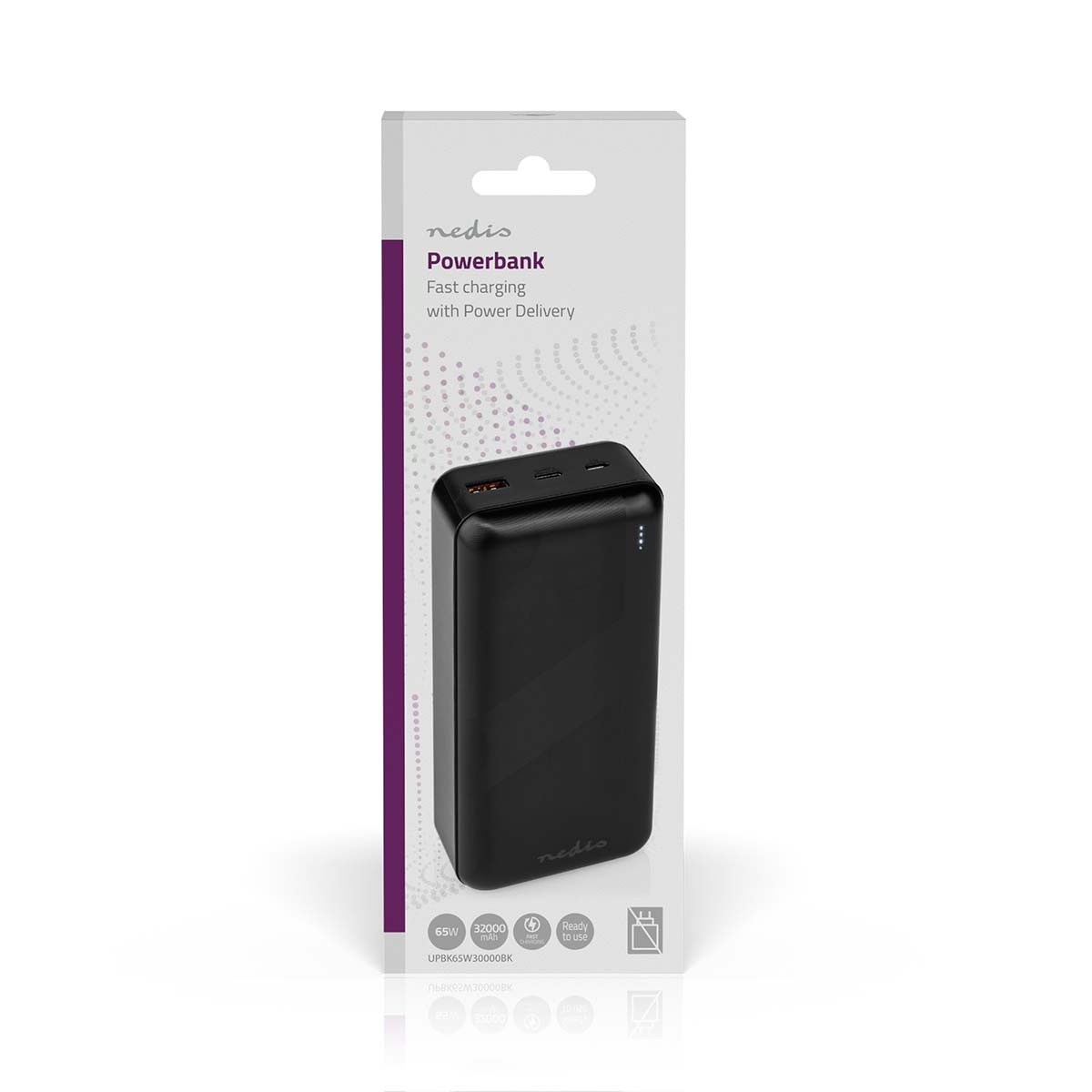 Nedis powerbank | USB-C PD 65W + USB-A QC 18W | 32.000 mAh - Afbeelding 8