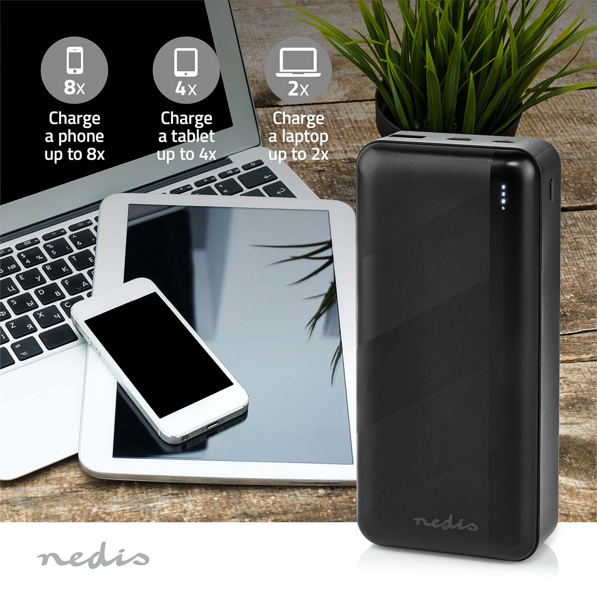 Nedis powerbank | USB-C PD 65W + USB-A QC 18W | 32.000 mAh - Afbeelding 9