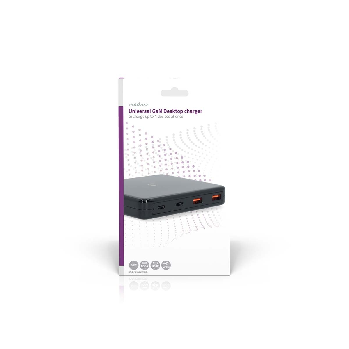 Nedis USB thuislader | 2x USB-C PD + 2x USB-A QC | Smart IC | GaN | 65W | zwart - Afbeelding 5