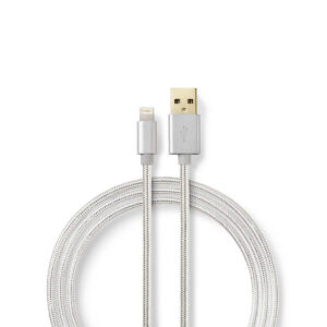 Lightning Kabel | USB 2.0 | Apple Lightning 8-Pins | USB-A Male | 480 Mbps | Verguld | 2.00 m | Rond | Gevlochten / Nylon | Aluminium | Cover Window Box