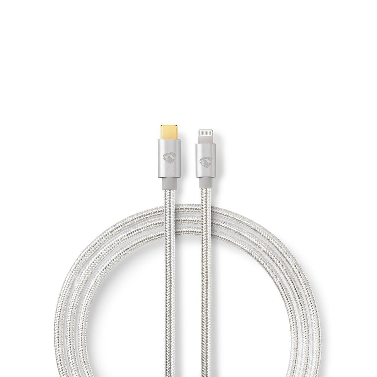 Nedis Premium 8-pins Lightning naar USB-C kabel - USB2.0 - tot 20V/3A / aluminium - 1 meter