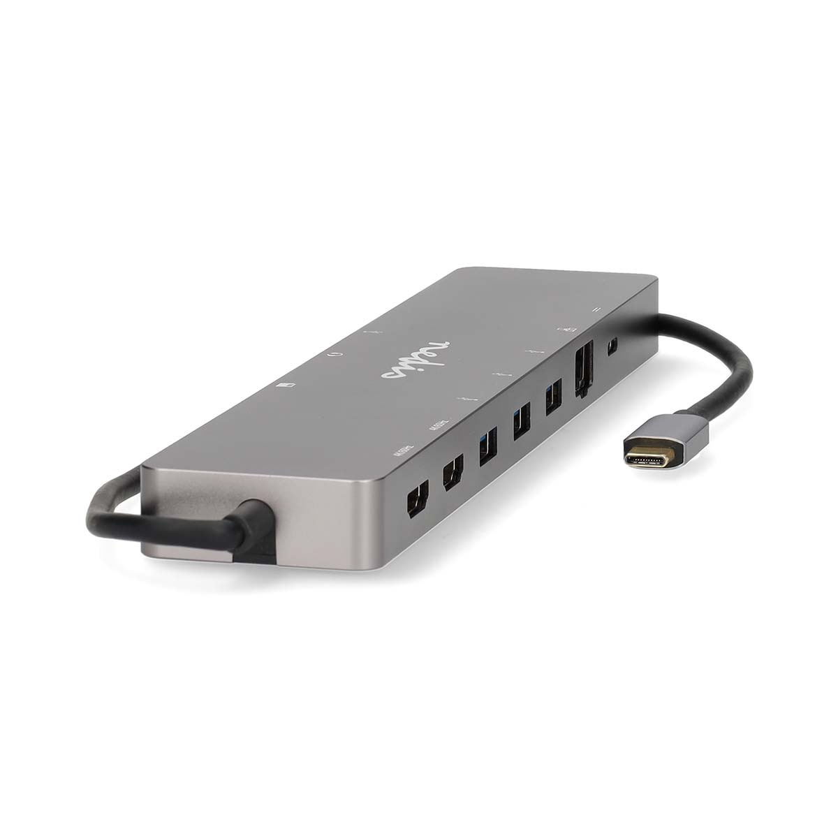 Nedis USB-C - 2x HDMI 4K 60Hz, USB-A, USB-C PD 100W, RJ45, 3,5mm en (Micro) SD adapter | grijs | 0,40 meter - Afbeelding 4