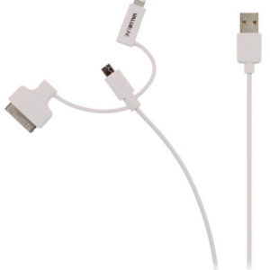 3-in-1 Data en Oplaadkabel USB A Male - Micro-B Male 1.00 m Wit