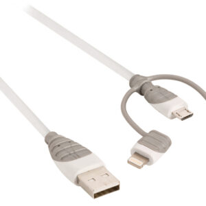 3-in-1 Data en Oplaadkabel USB A Male - Micro-B Male 1.00 m Wit