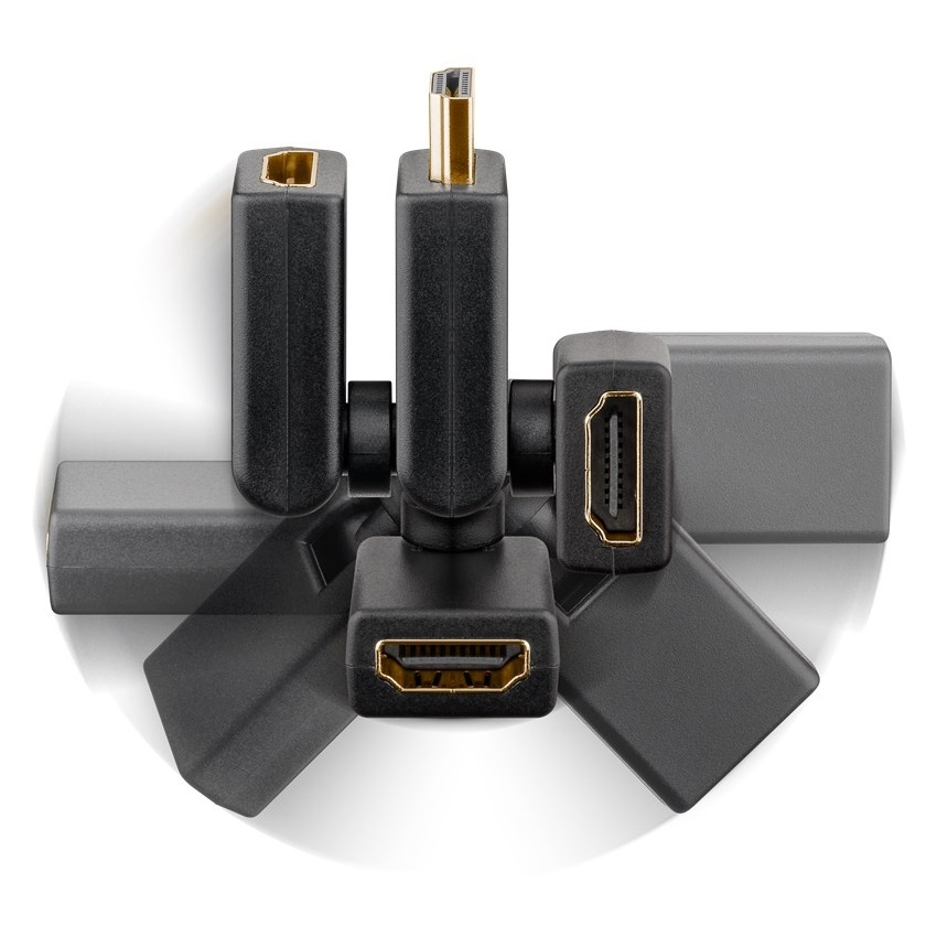 HDMI adapter | 360° roteerbaar | HDMI2.0 (4K 60Hz + HDR) | zwart - Afbeelding 3