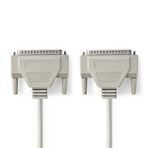 Seriële Kabel | D-SUB 37-Pins Male | D-SUB 37-Pins Male | Vernikkeld | 1.00 m | Rond | PVC | Ivoor | Polybag