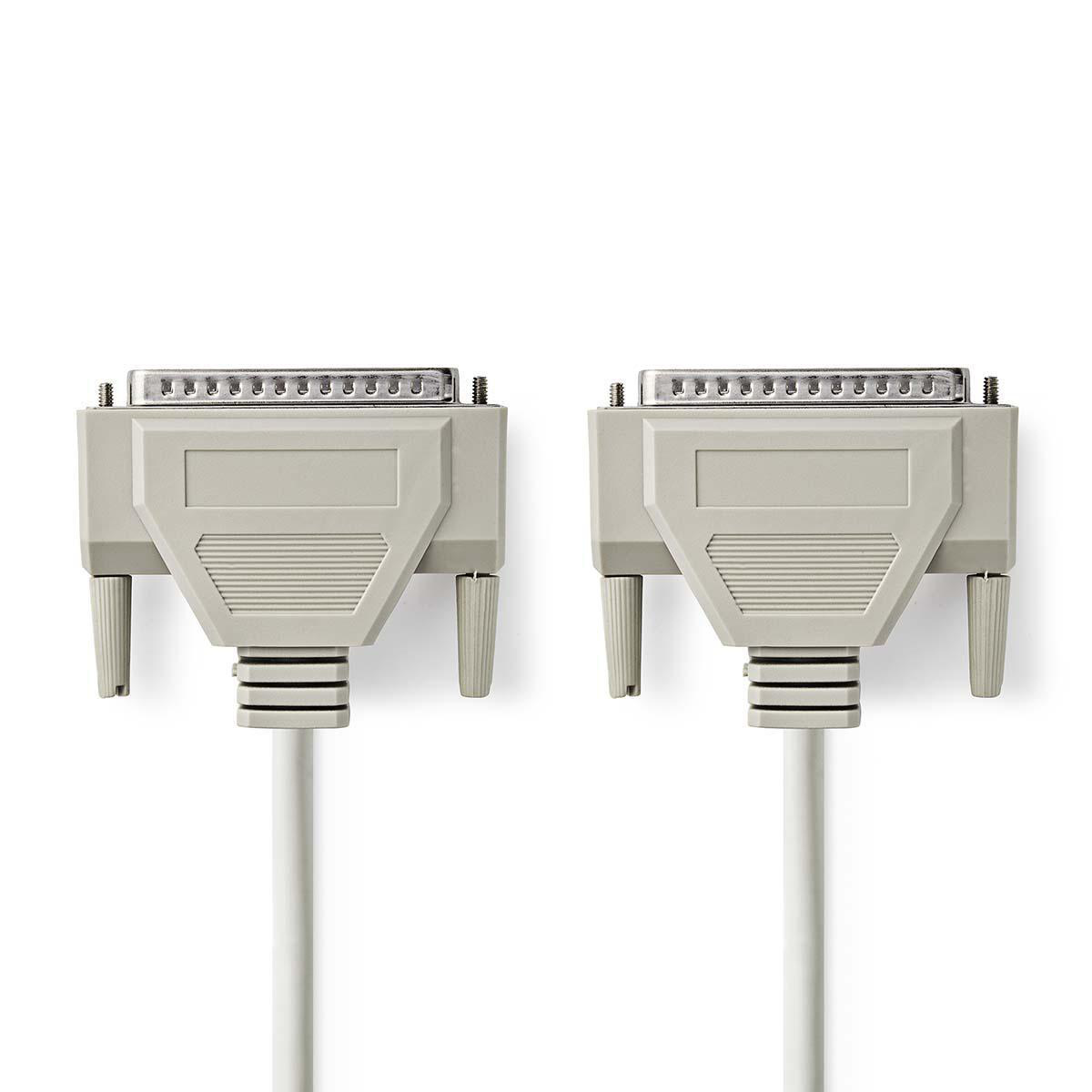 Seriële Kabel | D-SUB 37-Pins Male | D-SUB 37-Pins Male | Vernikkeld | 1.00 m | Rond | PVC | Ivoor | Polybag