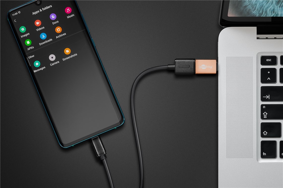 USB-C (m) - USB-A (v) adapter | compact | USB3.0 | OTG | goud - Afbeelding 4