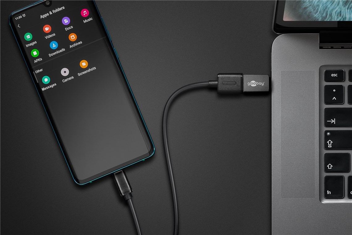 USB-C (m) - USB-A (v) adapter | compact | USB3.0 | OTG | grijs - Afbeelding 4