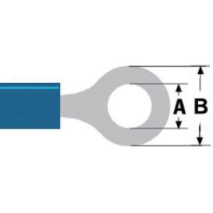 Fast On 4,3mm (m) ring kabelschoen / blauw - half geïsoleerd