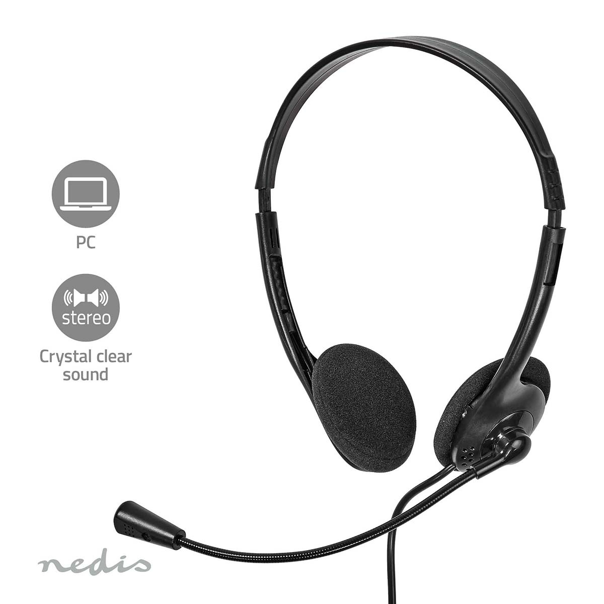 Nedis stereo on-ear PC-headset | USB-C/USB-A | 1,8 meter - Afbeelding 8