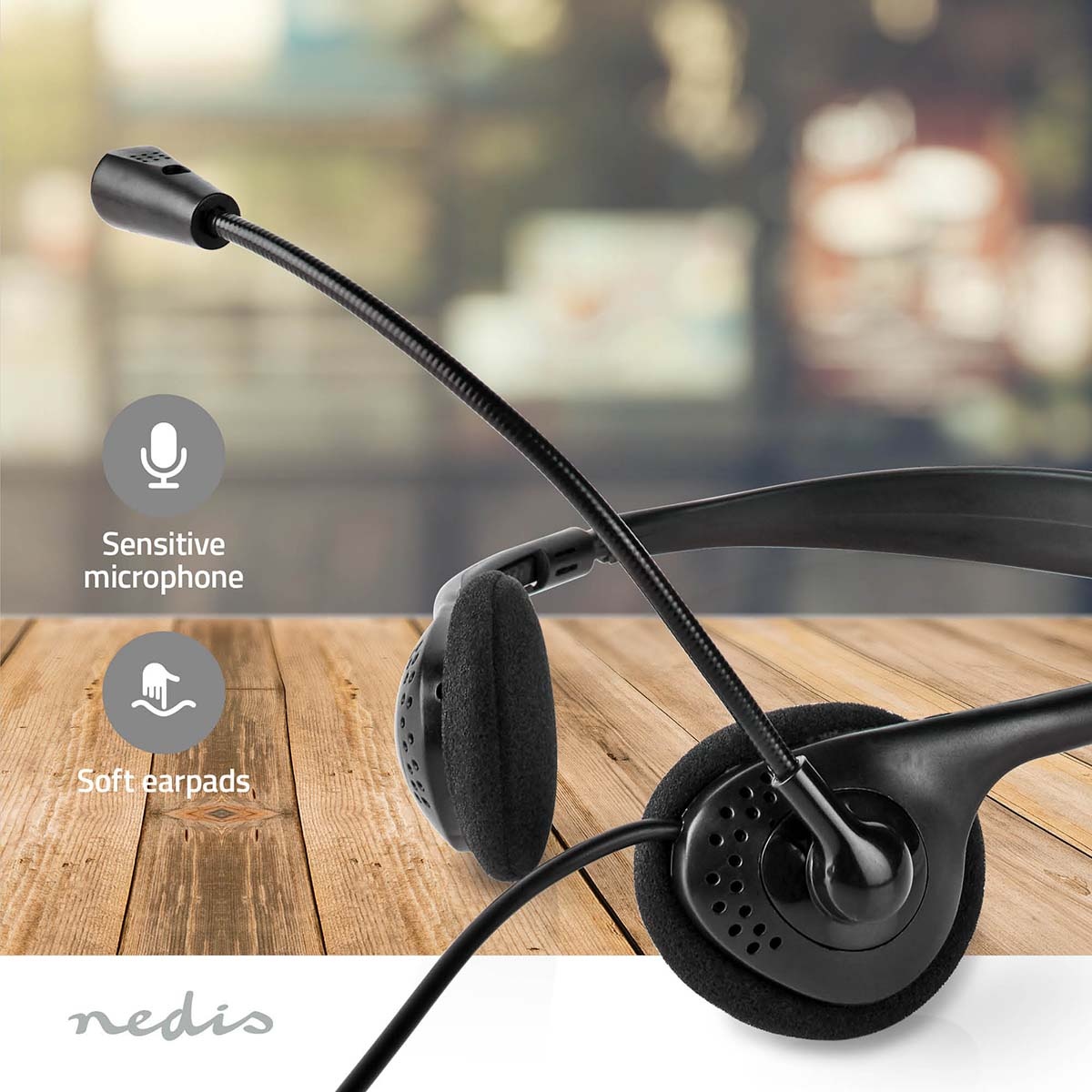 Nedis stereo on-ear PC-headset | USB-C/USB-A | 1,8 meter - Afbeelding 9